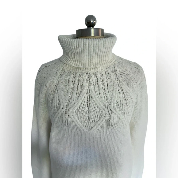 Sundance Mountainview Boho White Cable Knit Turtleneck Winter Sweater S - Picture 6 of 11
